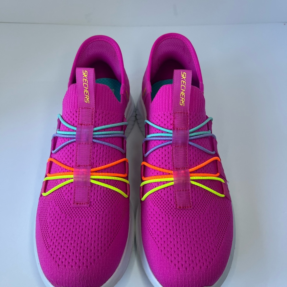 Skechers slip on Fuchsia Sneakers with Multicolor Laces